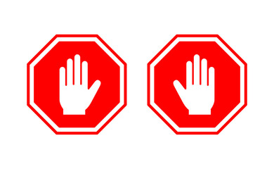 Stop icon vector for web and mobile app. stop road sign. hand stop sign and symbol. Do not enter stop red sign with hand