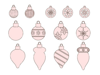 いろいろなクリスマスオーナメントのイラストのセット