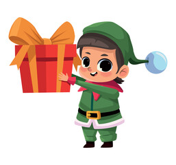 little elf with gift