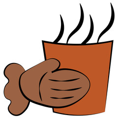 Mitten with coffee