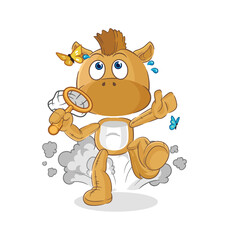horse catch butterfly illustration. character vector
