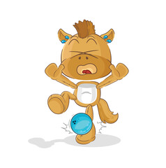 horse hiten by bowling cartoon. cartoon mascot vector