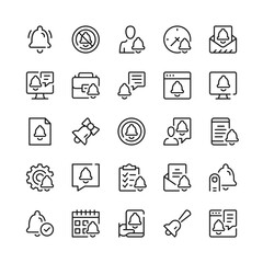 Notification line icons. Outline symbols. Vector line icons set