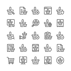 Fototapeta na wymiar Shopping basket line icons. Outline symbols. Vector line icons set