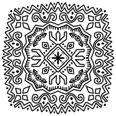 Line art Seamless Pattern Ethnic Aztec Mandala