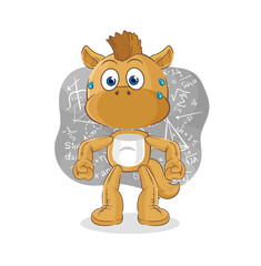 horse thinking hard vector. cartoon character