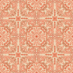 Line art Seamless Pattern Ethnic Aztec Mandala