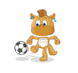 horse kicking the ball cartoon. cartoon mascot vector