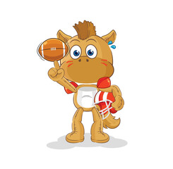 horse playing rugby character. cartoon mascot vector
