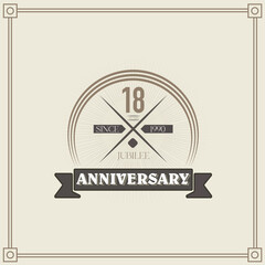 18 years anniversary celebration design template. 18th vintage logo vector illustrations.
