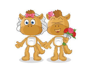 horse wedding cartoon. cartoon mascot vector