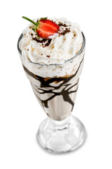 Milkshake with strawberry and cream isolated