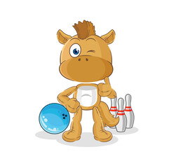 Obraz na płótnie Canvas horse play bowling illustration. character vector