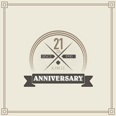 21 years anniversary celebration design template. 21st  vintage logo vector illustrations.
