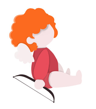 recommend clip art: Cupid with bow in paper cut style, color illustration