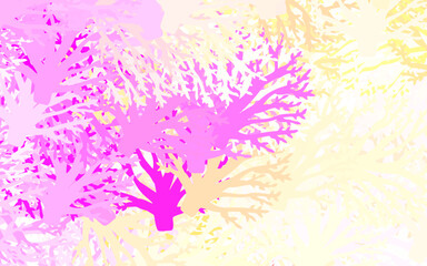 Light Pink, Yellow vector doodle texture with leaves, branches.