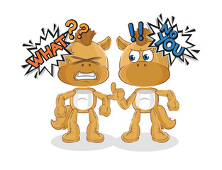 Fototapeta premium horse arguing each other cartoon vector