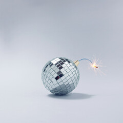 Disco ball fuse bomb concept. Time for party.
