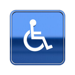 3D Illustration. Wheelchair, disabled metal sign on gray background. Access and services for handicapped people concept.