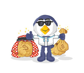 penguin rich arabian mascot. cartoon vector