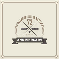 72 years anniversary celebration design template. 72nd  vintage logo vector illustrations.
