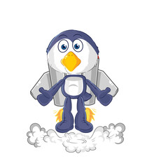 penguin with jetpack mascot. cartoon vector