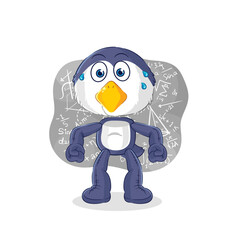 penguin thinking hard vector. cartoon character