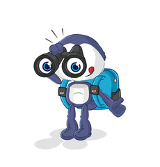 penguin with binoculars character. cartoon mascot vector