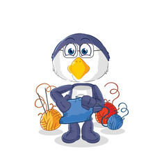 penguin tailor mascot. cartoon vector