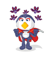 penguin Dracula illustration. character vector