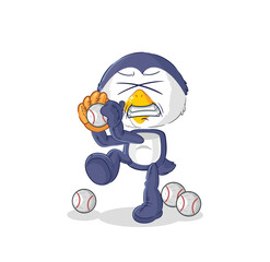 penguin baseball pitcher cartoon. cartoon mascot vector