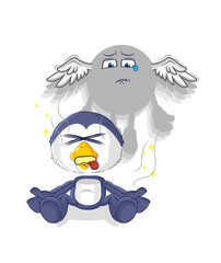 penguin spirit leaves the body mascot. cartoon vector