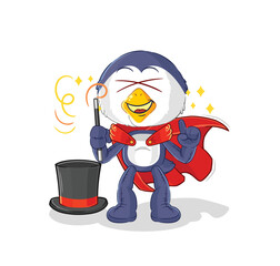 penguin magician illustration. character vector