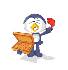 penguin pizza delivery boy vector. cartoon character