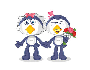 penguin wedding cartoon. cartoon mascot vector