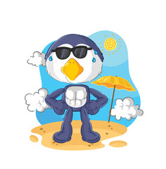 penguin sunbathing in summer. character vector