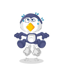 penguin fart jumping illustration. character vector