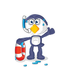 penguin swimmer with buoy mascot. cartoon vector