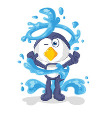 penguin fresh with water mascot. cartoon vector