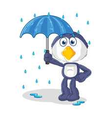 penguin holding an umbrella illustration. character vector