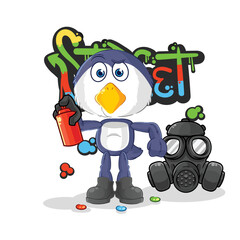 penguin graffiti artist vector. cartoon character