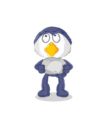penguin lifting rock cartoon character vector