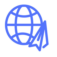 global business paper plane international world line icon