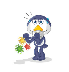 penguin refuse viruses cartoon. cartoon mascot vector