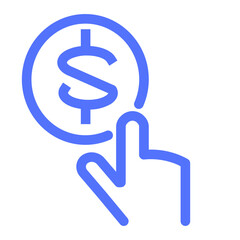 hand money dollar click pay payment line icon