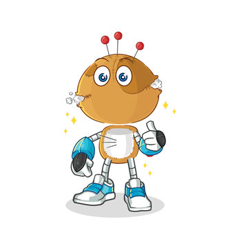 voodoo doll robot character. cartoon mascot vector