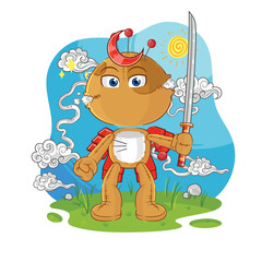 voodoo doll samurai cartoon. cartoon mascot vector