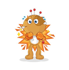 voodoo doll boxer character. cartoon mascot vector