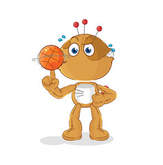 voodoo doll playing basket ball mascot. cartoon vector
