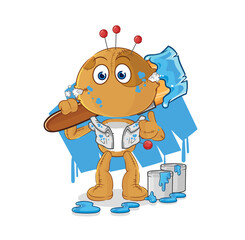 voodoo doll painter illustration. character vector